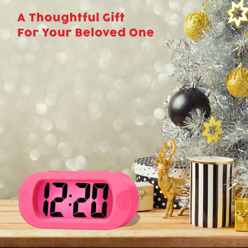 Easy to Set, Plumeet Large Digital LCD Travel Alarm Clock