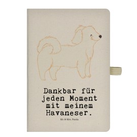 Mr. & Mrs. Panda DIN A4 Baumwoll Notizbuch Havaneser Moment - Geschenk, Kladde, Hund, Bichón Habanero, Tagebuch, Skizzenbuch, Notizheft, Welpe,