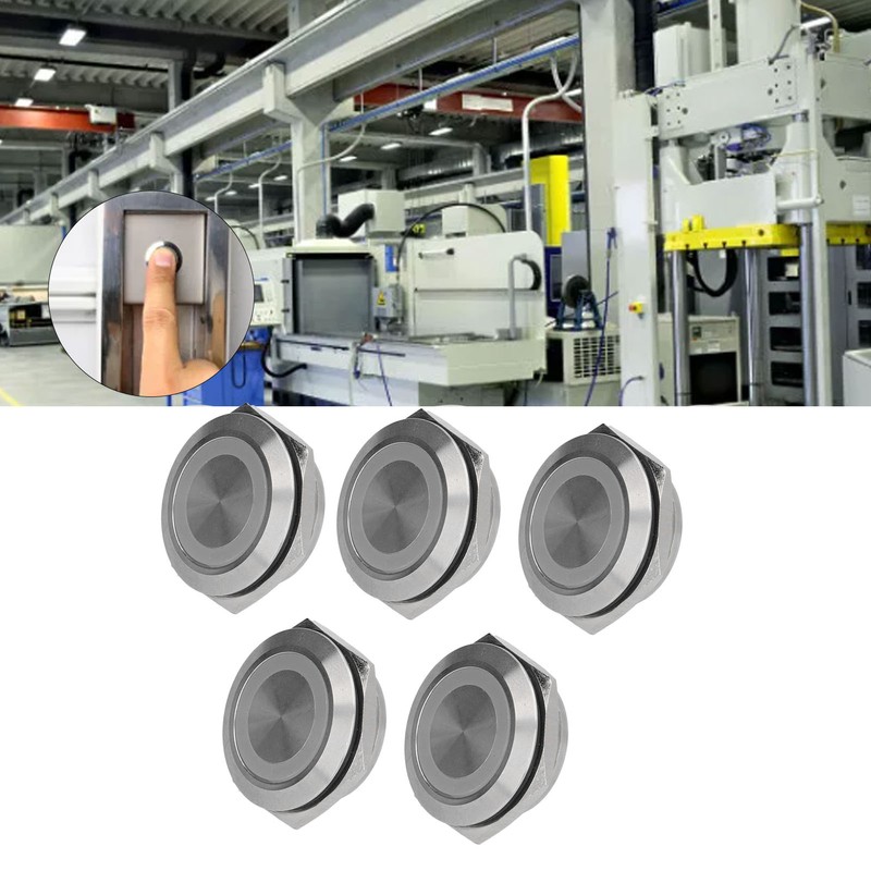 5Pcs Momentary Push Button Switch Metal Auto Reset Ultra Thin