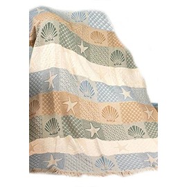 Manual Cotton Throw Blankets Seashells by The Seashore 2 Layer Throw Blanket 46 X 60 46 X 60 X 0.25 Inches Multicolored