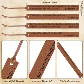 Roowest 20 Pieces Christian Gifts Bible Bookmark Inspirational Book Markers Religious Gifts Christian Leather Bookmark Scripture Church Supplies Reading Reward, 20 Styles(Brown)