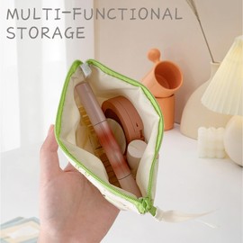 2Pack Small Cosmetic Bag for for Purse - Travel Quilted Toiletry Organizer, Women's Portable Makeup Pouch with Zipper, Cotton Vintage Design, Lipstick and Earphone Storage