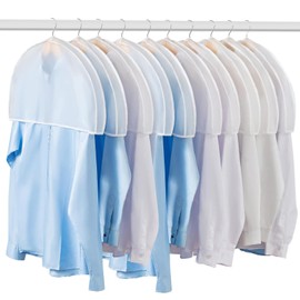 Garment Bags, Pack of 10 White Shoulder Covers, Transparent Shoulder Covers for Suits, Dresses, Coats, Jackets, Shirts, Evening Dresses