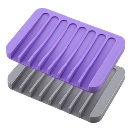 2pcs Self Draining Soap Holder Rack, Advanced Silicone Soap Dish Tray, Waterfall Drain, Suitable for Bathrooms, Kitchens, and Bathtubs, Extending Soap Life, Keeping Soap Bars Dry and Easy to Clean (2)