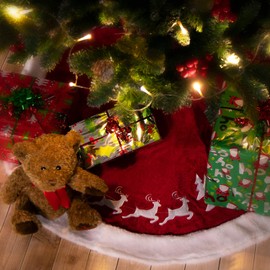 com-four® High-quality Christmas Tree Skirt to Protect Against Pine Needles, Round Christmas Tree Skirt for Christmas Tree, Underlay