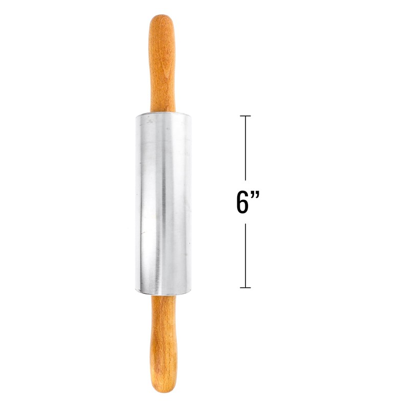 Beille Oak Wood Stainless Steel Barrel Classic Bakers Rolling Pin