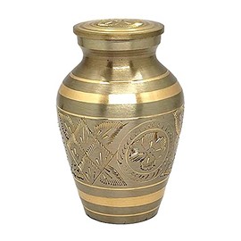Akanksha Arts Classic Small Mini Cremation Keepsake Urn for Human Ashes – with Box and Velvet Box - 2.8 inch - Lovely Grey Shed