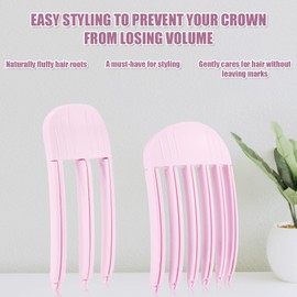 2pcs Wind Shaping Styling Comb, Pink Fluffy Bangs Hair Comb Include Three-Tooth & Six-Tooth Comb Portable Fluffy Bangs Styling Comb for Women Men