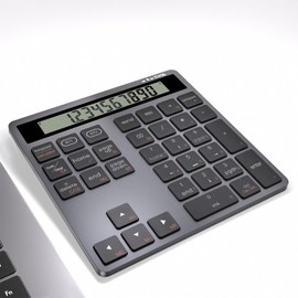 Wireless Numeric Keypad for Laptop, Rechargeable 34 Keys Bluetooth Number Pad with Dual Bluetooth, 2 in 1 Numeric Keypad Calculator with Display - Portable Slim Numpad for Windows, Mac, PC, Tablet