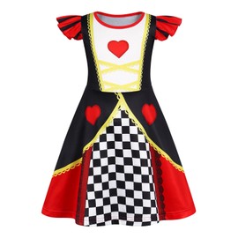 Jurebecia Girls Nightgowns Hearts Queen Nightdress Flutter Sleeves Nightie Sleepwear Princess Pajamas Night Gown for Kids Girls Size 6 Red