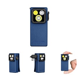 OLIGHT Oclip Ultra EDC Flashlight Clip-on Light, 530 Lumens Rechargeable with Type-C Charging, Combines Floodlight, Spotlight and UV, Triple Magenetic Lights for Inspection and Work (Navy Blue)