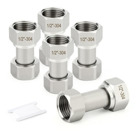 TAISHER 2PCS 304 Stainless Steel Flexible Movable Connector, 1/2" NPT Female for Sprayer, 67MM Length, Angled Valve, Shower Arm