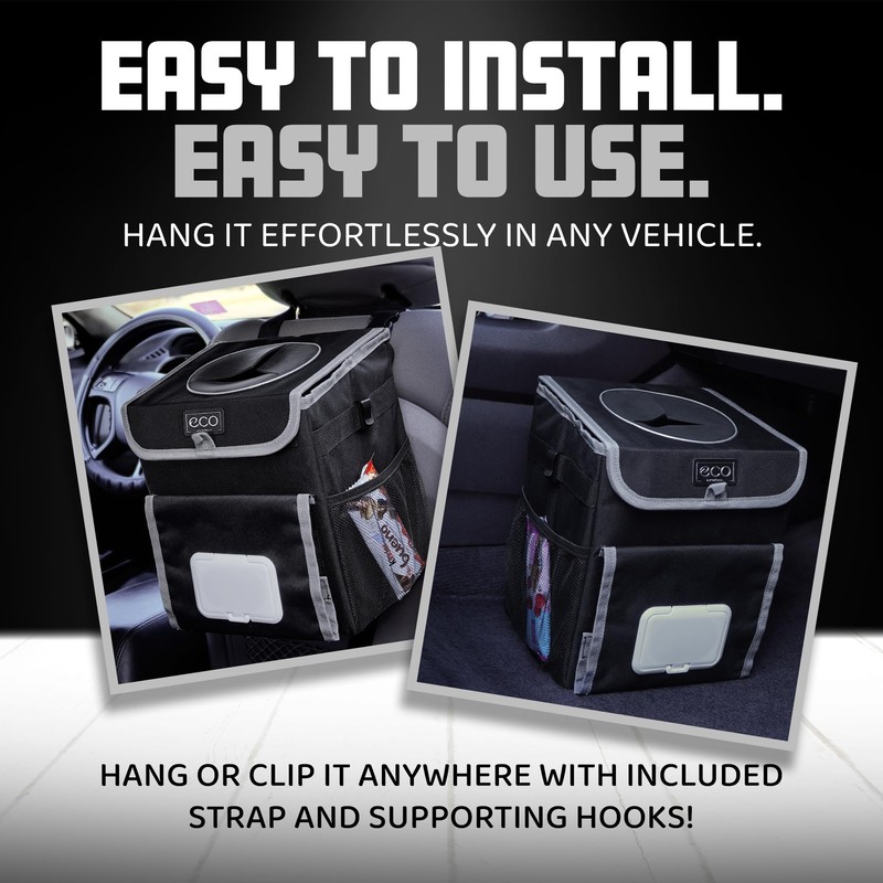 Eco Hygieia Leakproof Car Trash Can - Portable Hanging Car