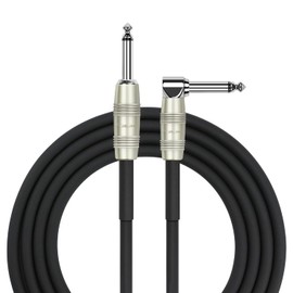 Kirlin Cable IP-202PR-20/BK - 20 pies - Cable de instrumento de enchufe recto a ángulo recto de 1/4 pulgadas, cubierta de PVC negro