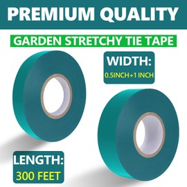 Easytle Stretch Tie Tape Roll, Total 2 Rolls 0.5“ x 150 Ft & 1" x 150ft Green Plant Garden Tie Tape Reusable Thick Sturdy Plant Ties Ribbon Garden Vinyl Stake for Indoor Outdoor Patio Plant Use