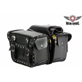 Dream Apparel Waterproof PVC Motorcycle Saddlebag With Quick Release & Studs Biker Universal