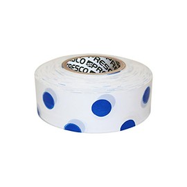 Presco Polka Dot Patterned Roll Flagging Tape: 1-3/16 in. x 300 ft. (White and Blue Polka Dot) [NON-ADHESIVE]