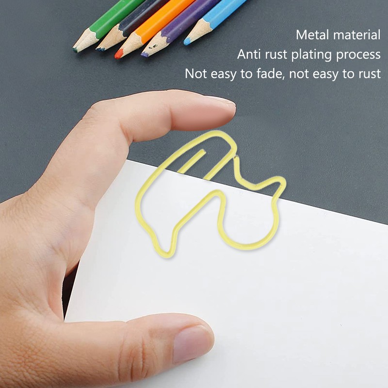 100pcs Paper Clips Cute Duck Shaped Decorative Metal Paperclips with