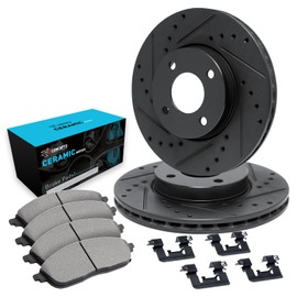 R1 Concepts Front Brakes and Rotors| Hardware Included| Front Ceramic Brake Pads and Rotors Kit| Fits 2017-2020 Fiat 124; 2016-2021 Mazda MX-5