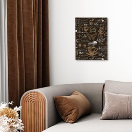 DIENADFX Coffee Bar Station Canvas Wall Art Decor, Coffee Bar Paintings Pictures Wall Decor for Kitchen, Retro Coffee Wall Decorations, Coffee Shop Cart Accessories Supplies Essentials, 11x14 Inch