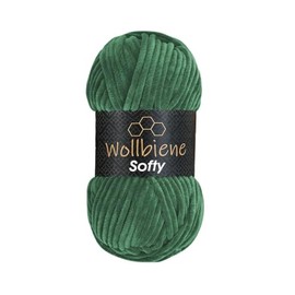 Wollbiene Softy 100 g chenille wool for crochet, knitting wool, baby wool, chenille wool, super bulky crochet yarn (emerald 52)