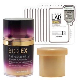 Tony Moly Bio EX Cell Peptide Fill-up Cream Ampoule + Refill + Master Lab Charcoal Mask Sheet 10 sheets / 토니모리 바이오 이엑스 셀 펩타이드 필업 크림 앰플+리필+마스터랩 차콜 마스크시트 10매