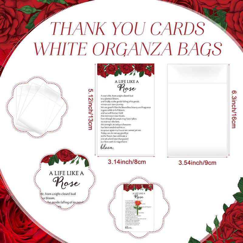 Liliaafar 30 Sets Red Funeral Favors for Guests, Memorial Rose