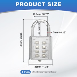 MECCANIXITY Combination Padlock, 8-Digit Push Button Padlock 4-Position Locking Mechanism Security Combination Lock for Locker Gym Sports Locker Cabinet Toolbox (Silver, Pack of 1)