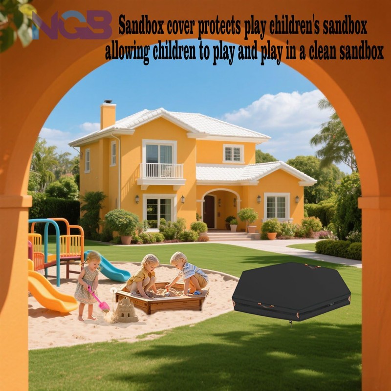 Outdoor Hexagonal Sandbox Cover with Two Night-Vision Reflective Handles and