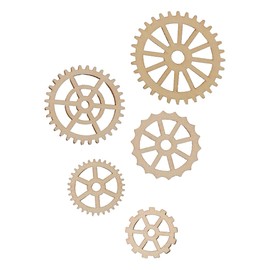 FONGKNOX 50 Pcs Wooden Gear Wheels Decoration Unfinished Wood Cutouts Hollow Wooden Gears Shape Cutouts Blank Wooden Slices for Home Wall Bar Decor Art Craft