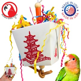 Bonka Bird Toys 3875 Take Out Small Medium Bird Toy Oyster Pail Treat Box Foraging Paper Chew Shred Cockatiel Parakeet Conures and Other Similar Birds