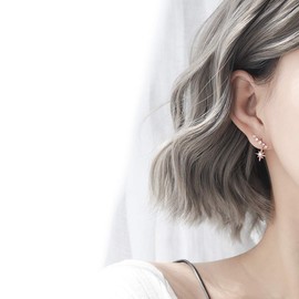 ONNFMH Gorgeous Star CZ Non-Allergy Non Hole Earrings, Resin Silver Cubic Zirconia