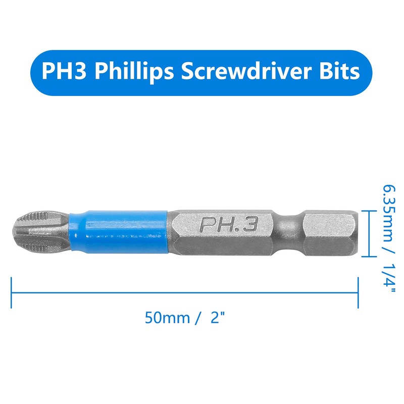 Cjueiom 10Pcs Magnetic PH3 Screwdriver Bits Set, Anti Slip Phillips