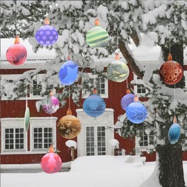 VictoryStore Flat Outdoor Hanging Christmas Ornament Decorations, Set of 14, Not Lighted, 12365, Print On Waterproof Corrugated Plastic