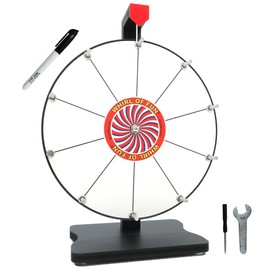 Whirl of Fun 12 Inch White Prize Wheel-Spinning Wheel for Prizes with Stand, 10 Slots, Customize Erasable Whiteboard Surface, Portable, Tools and Marker Included, Made in USA