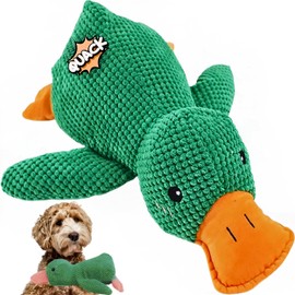 BEGA PET Green The Mellow Dog Toys Calming Duck Dog Toy 17.7 in - Calming Plush for Aggressive Chewers Quack Quack Otter Stuffed Dog Pillows Interactive Ducks for Indoor & Outdoor Dog Guard Tough