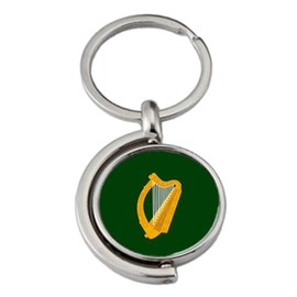 PJ4U Leinster Ireland Irish Spinning Double Sided Metal Keyring And Gift Bag