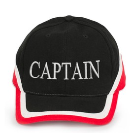 4sold 100% Baumwolle Ancient Mariner Captain Cabin Boy Crew First Mate Yachting Baseball Cap Inschrift Schriftzug Rot Schwarz Weiß, Captain, Einheitsgröße