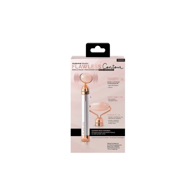 Flawless Contour Rodillo Facial De Cuarzo Rosa Con Vibración
