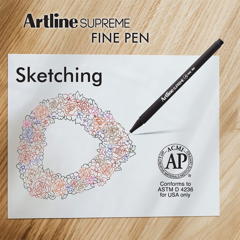 Artline 'Supreme Fine Pen' Fineliner Pens 0.4mm - Bright Vivid