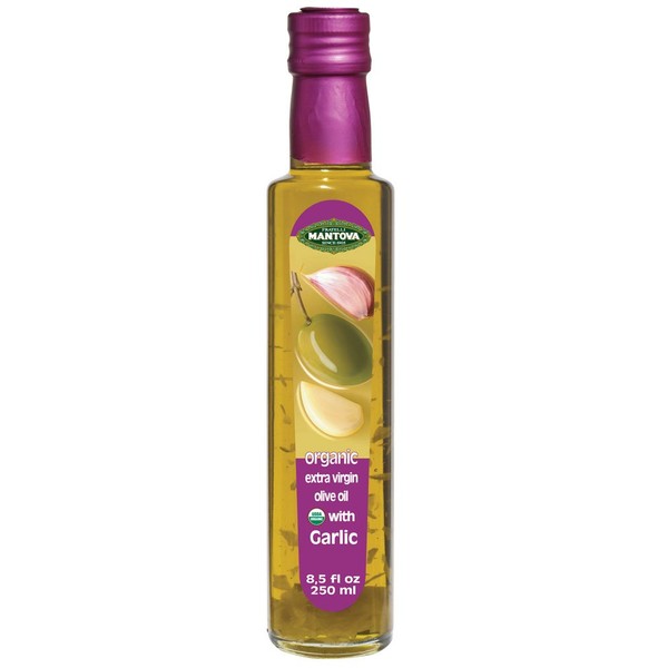 Mantova USDA Organic Extra Virgin Olive Oil, garlic, 25.5 Fl Oz (Pack of 3)