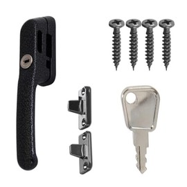 FixRello Fastener Casement Window Handle for Timber Surfaces | with Key, Mount/Wedge and Screws for Easily Installation and Security (2, Antique Black)