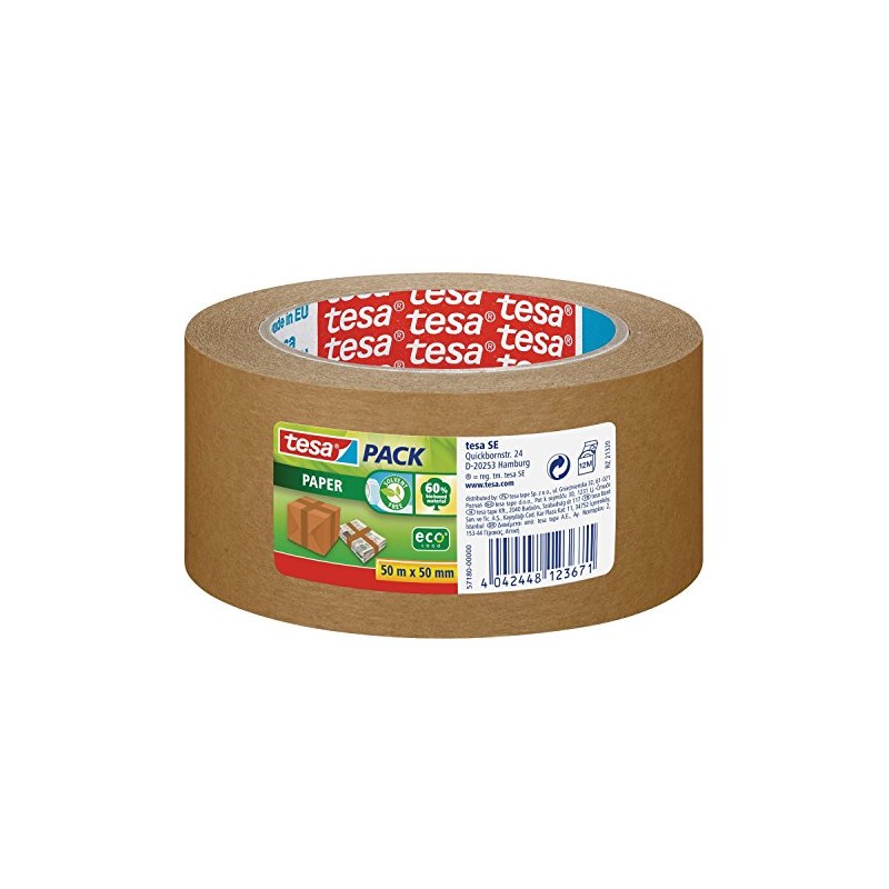 Tesa Pack of 3 EcoLogos Kraft Packaging Tape 50 mm
