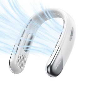 houscly Portable Neck Fan Personal 4000mah Bladeless Cooling Neck Fan Blow Cold Air Neck Cooler Wearable Fan Around Your Neck Adjustable Hands Free Rechargeable Gift Men Travel Essentials