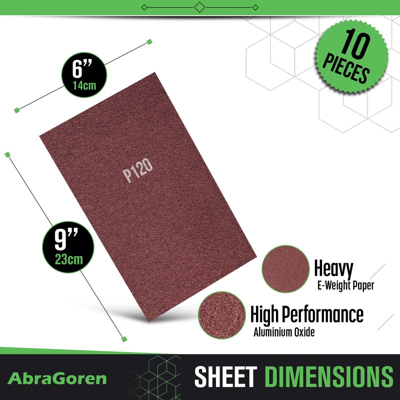 Pack of 10 Sand Paper Sheets - Mixed Grits, 3x