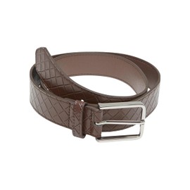 Urban Classics Men's Woven Embossed Synthetic Leather Belt, Braided Belt for Men, Sizes S/M - L/XL, Brown/silver