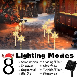 Snowflake Solar Christmas Pathway Lights, Set of 5 LED Outdoor Stake Lights, Waterproof Christmas Decorations for Garden, Yard, Lawn, Walkway, Patio Decor (5pcs Warm White)