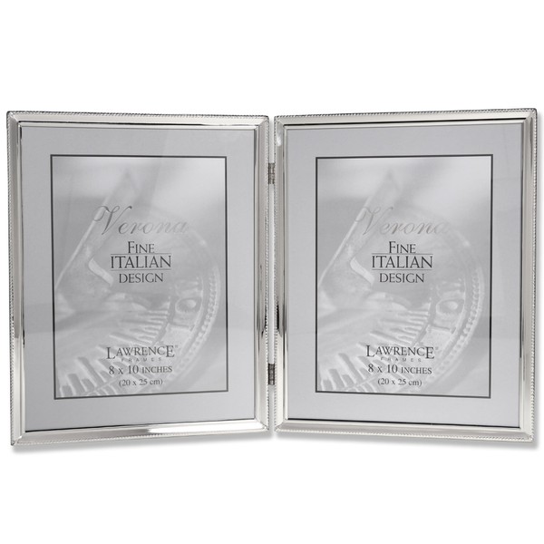 Lawrence Frames Polished Silver Plate 8x10 Hinged Double Picture Frame