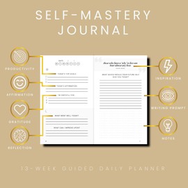 Self-Mastery Journal for Men - Gratitude Journal – 5 Minute Journal - Reflection Manifestation Journal for Mindfulness – Goal/Guided Gratitude Journal for Women & Men (Khaki, Self Care Journal)
