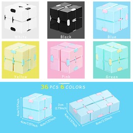 Chivao 36 Pcs Infinity Cube Sensory Toy Handheld Infinite Toy Flipping Hand Cube Desk Gadget Gift Portable Blocks for Adults Anxiety Stress Relief(Sweet Style)